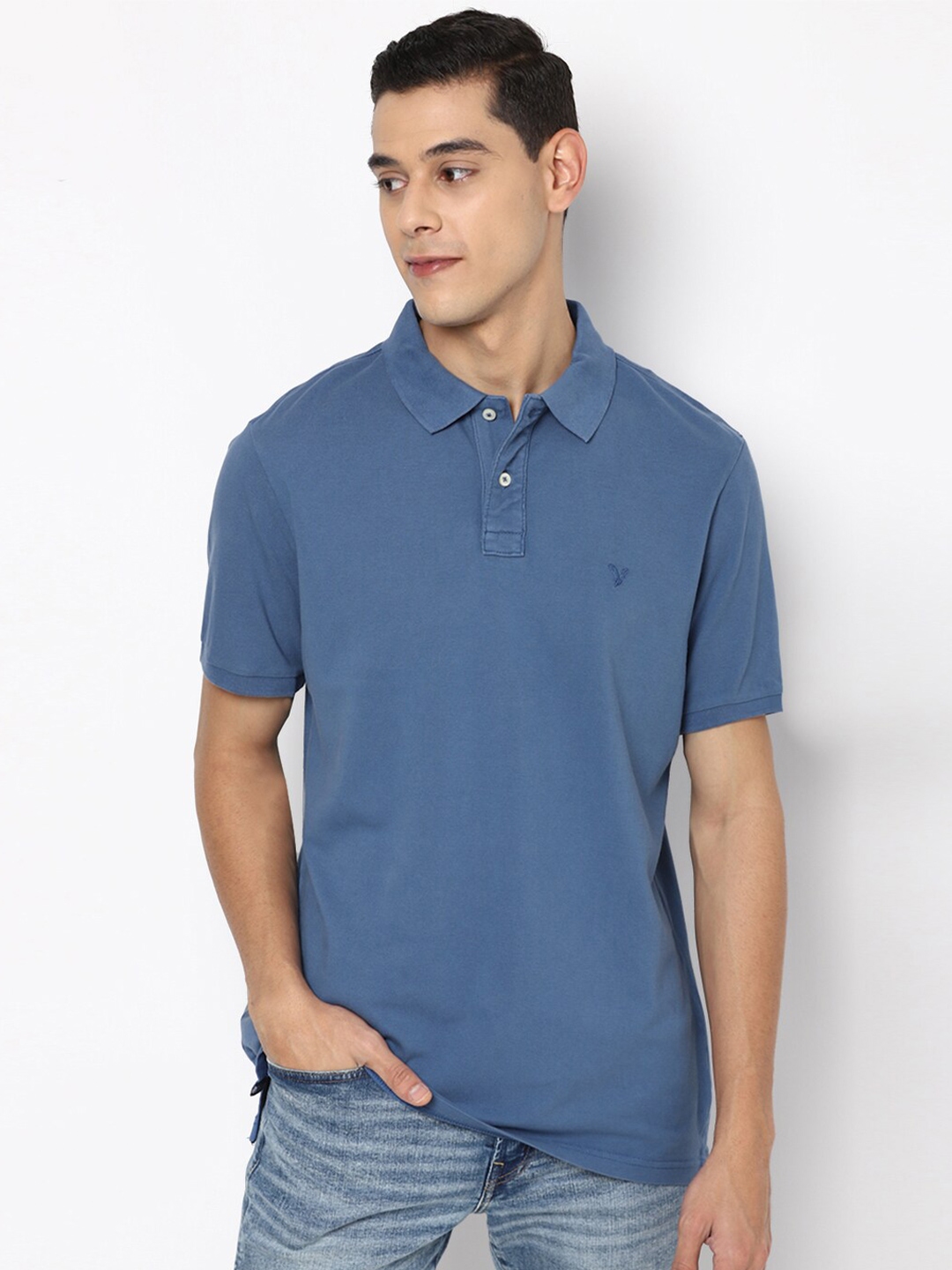 Buy AMERICAN EAGLE OUTFITTERS Men Blue Polo Collar T Shirt - Tshirts ...