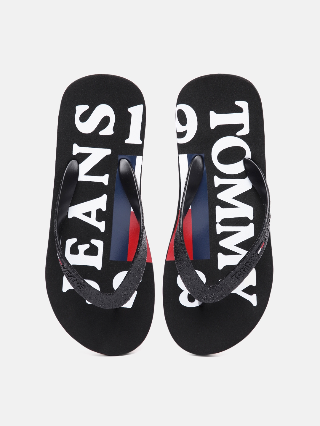 Buy Tommy Hilfiger Men Black Printed Beach Thong Flip Flops - Flip ...