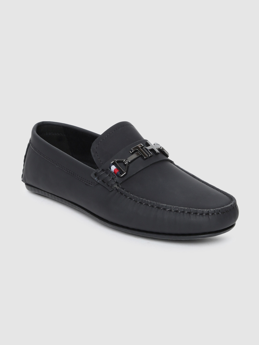 Buy Tommy Hilfiger Men Black Solid Horsebit Loafers Casual Shoes for