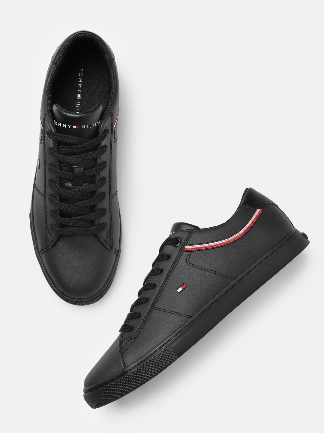 Buy Tommy Hilfiger Men Black Leather Sneakers Casual Shoes for Men
