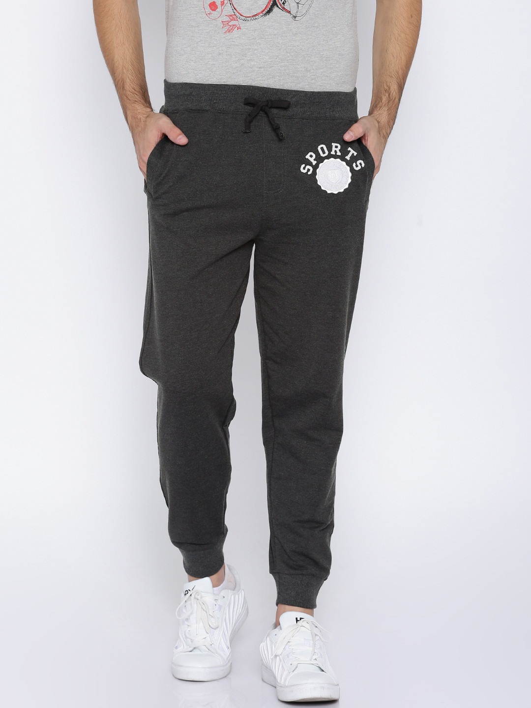 Buy American Crew Men Charcoal Grey Joggers Track Pants for Men 1628615 Myntra