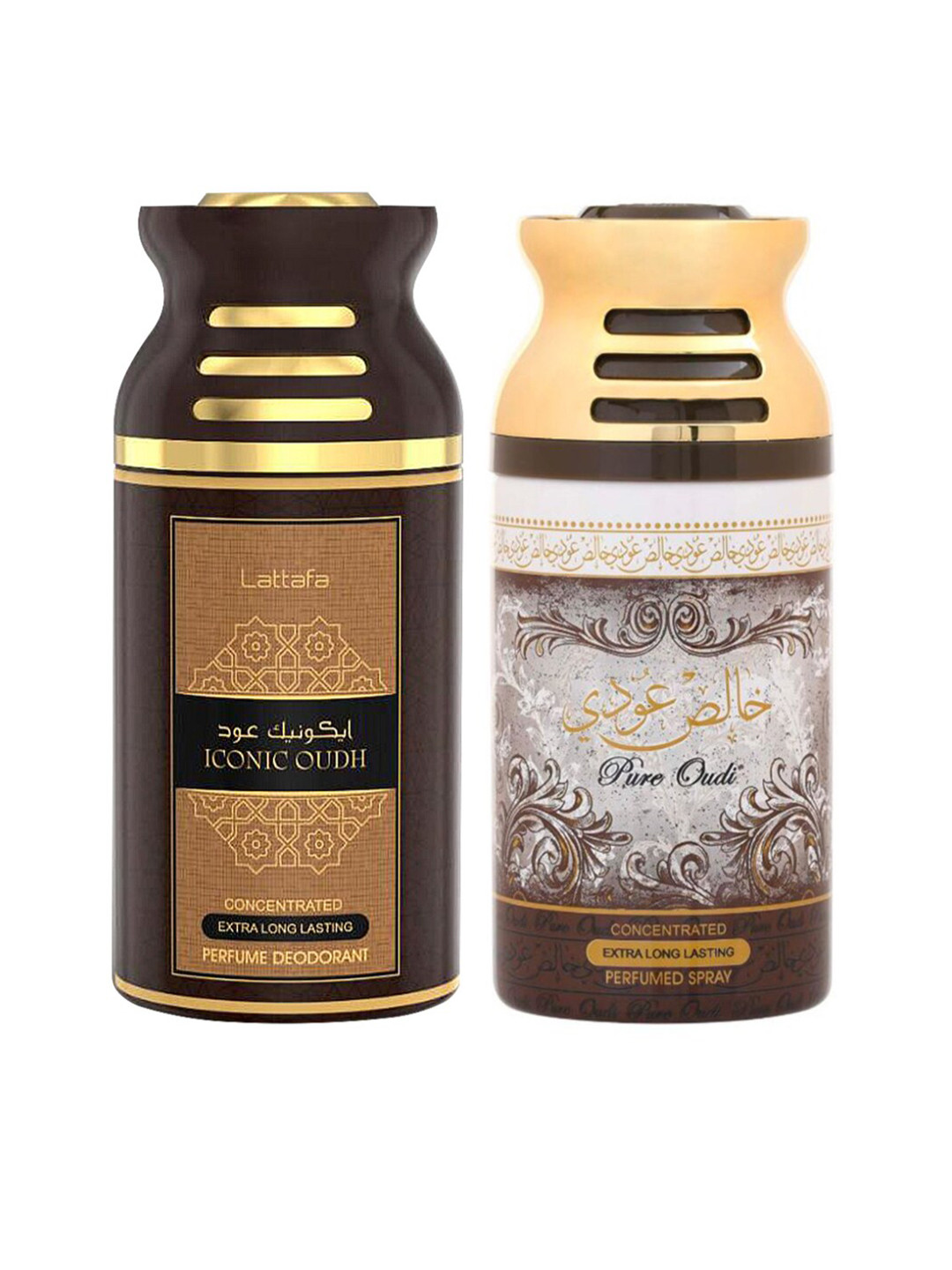 Buy Lattafa Pack Of 2 Iconic Oudh & Pure Oudi Perfumed Deodorant Body