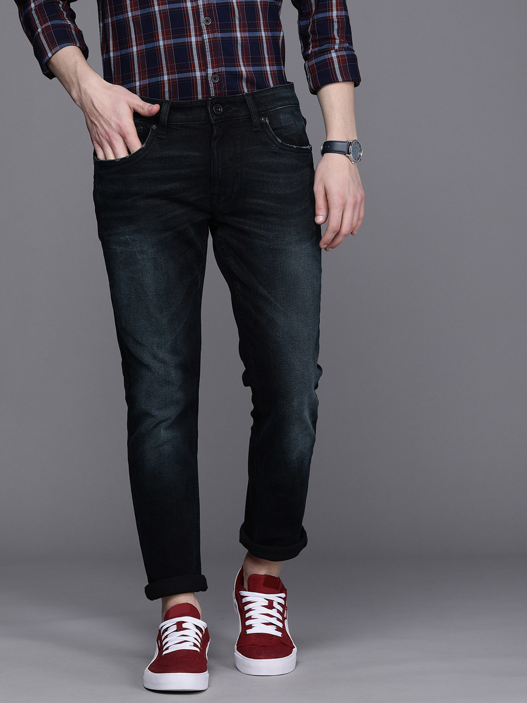 Buy Voi Jeans Men Navy Blue Skinny Fit Stretchable Jeans Jeans for