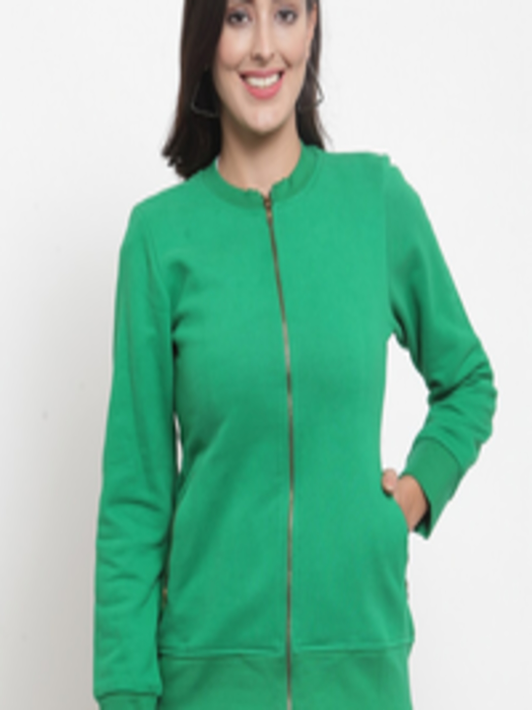 Buy Purple State Women Green Solid Cotton Sweatshirt - Sweatshirts for ...