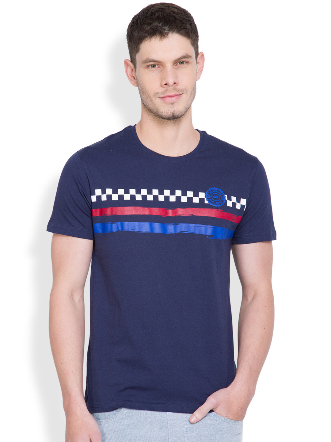Buy Navy Printed T Shirt Tshirts for Men 1628929 Myntra