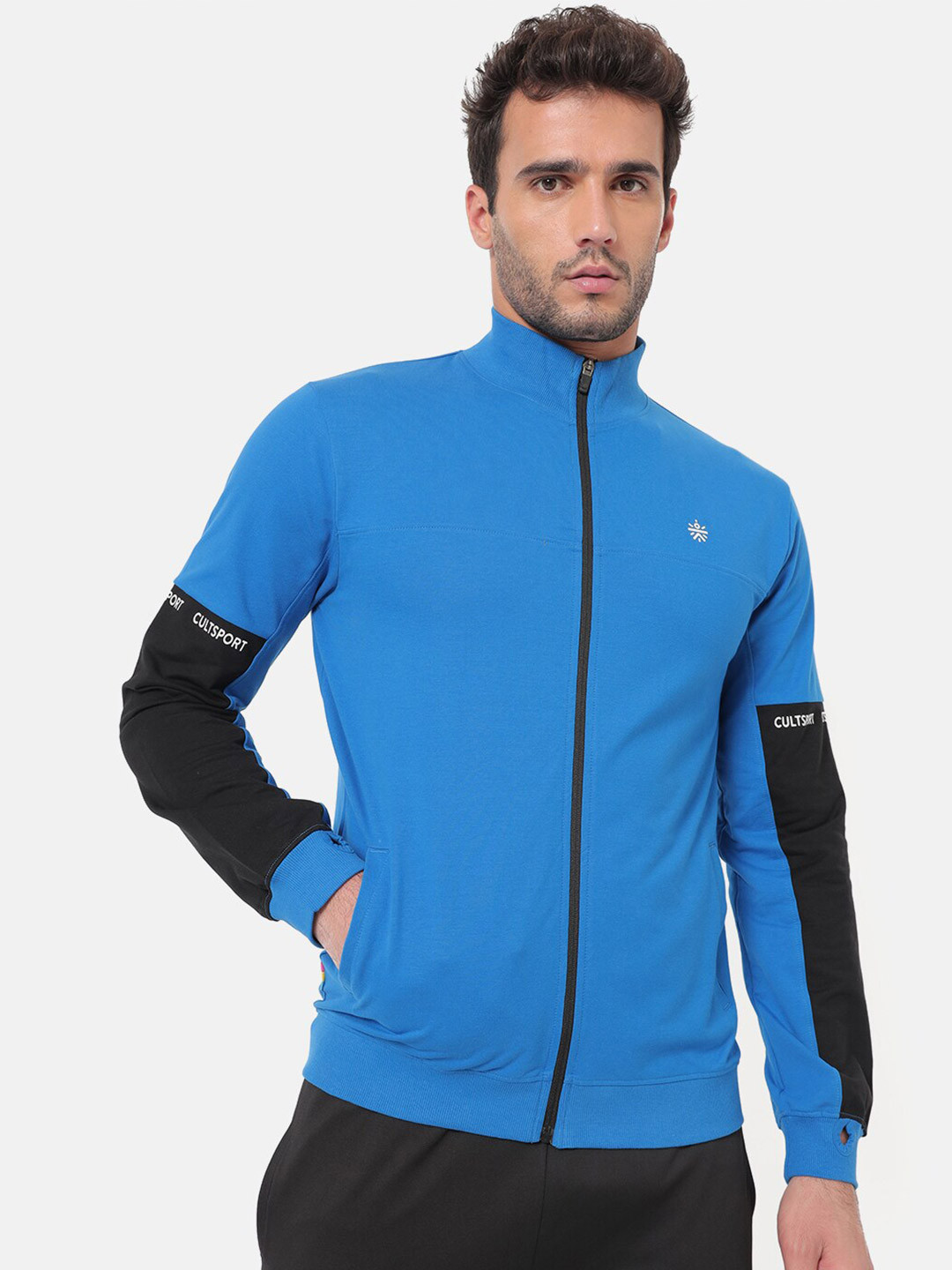Buy Cultsport Men Blue Colourblocked Layr Lifestyle Sweatshirt