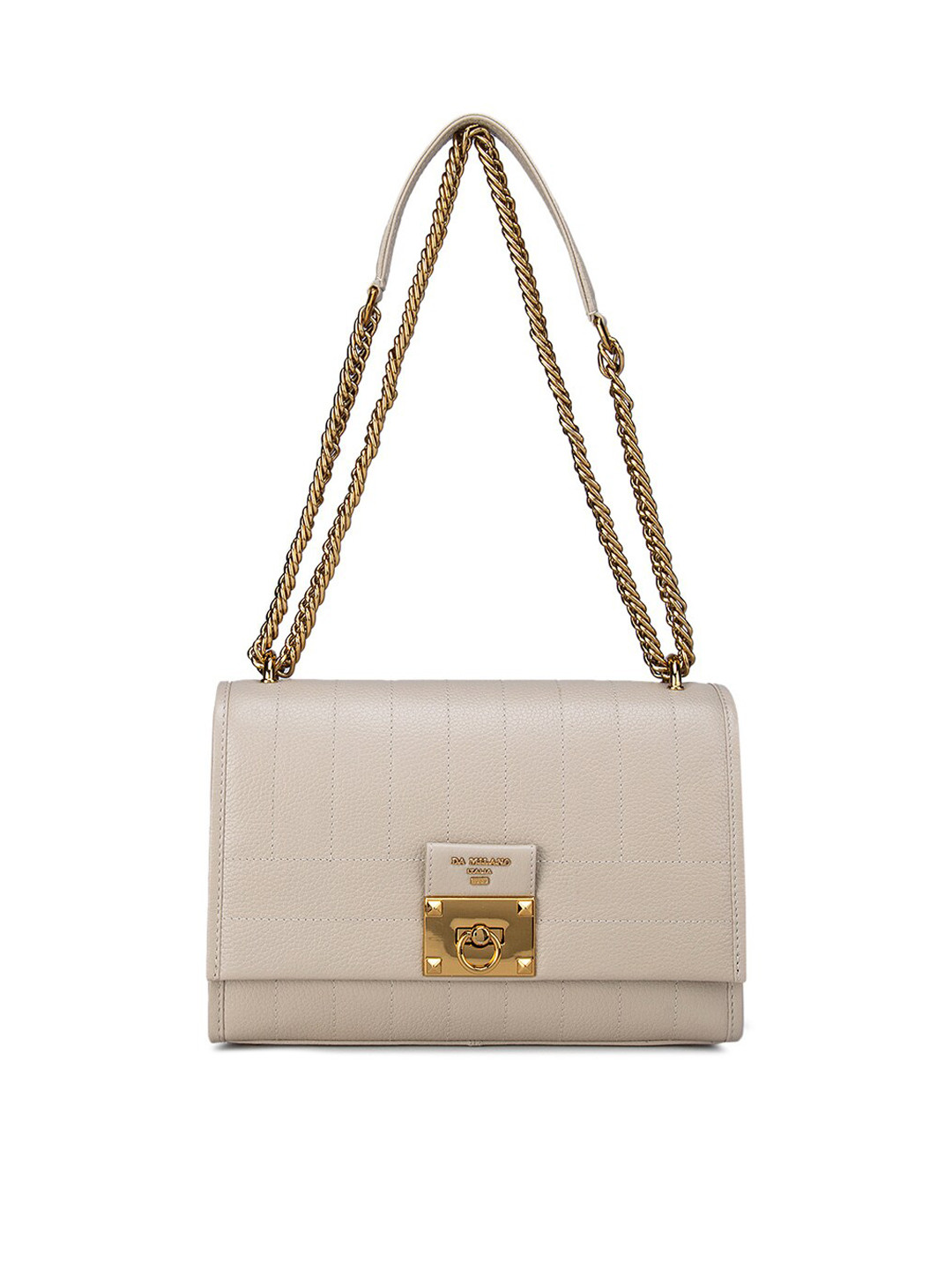 Buy Da Milano Cream Coloured Quilted Leather Structured Sling Bag