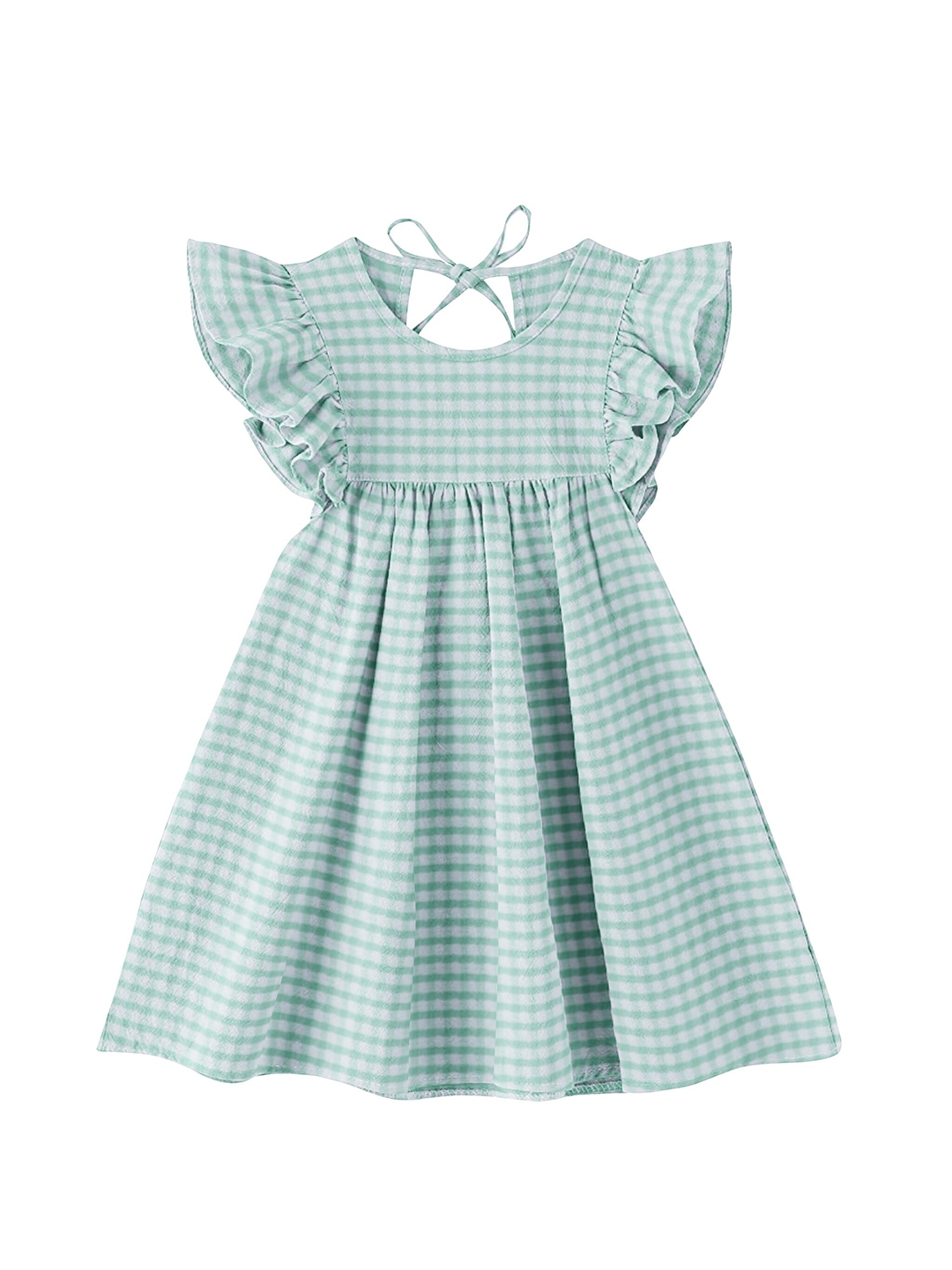 Buy THE BABY ATELIER Girls Green Checked Pure Cotton Nightdress ...