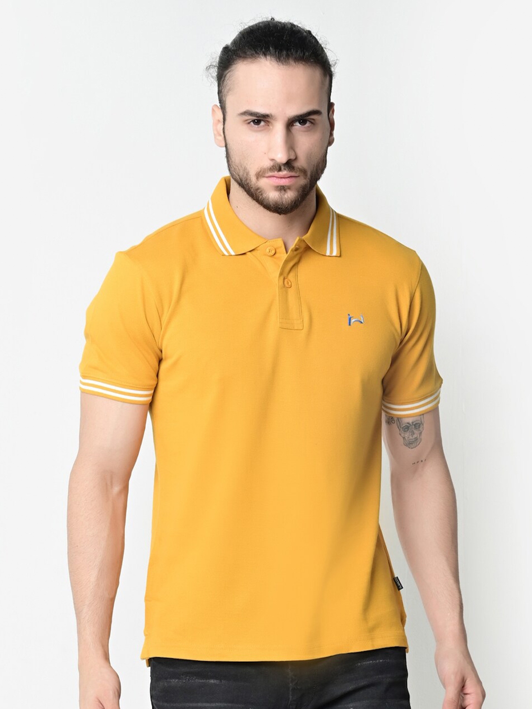 Buy FLAWLESS Men Mustard Yellow Polo Collar T Shirt - Tshirts for Men ...