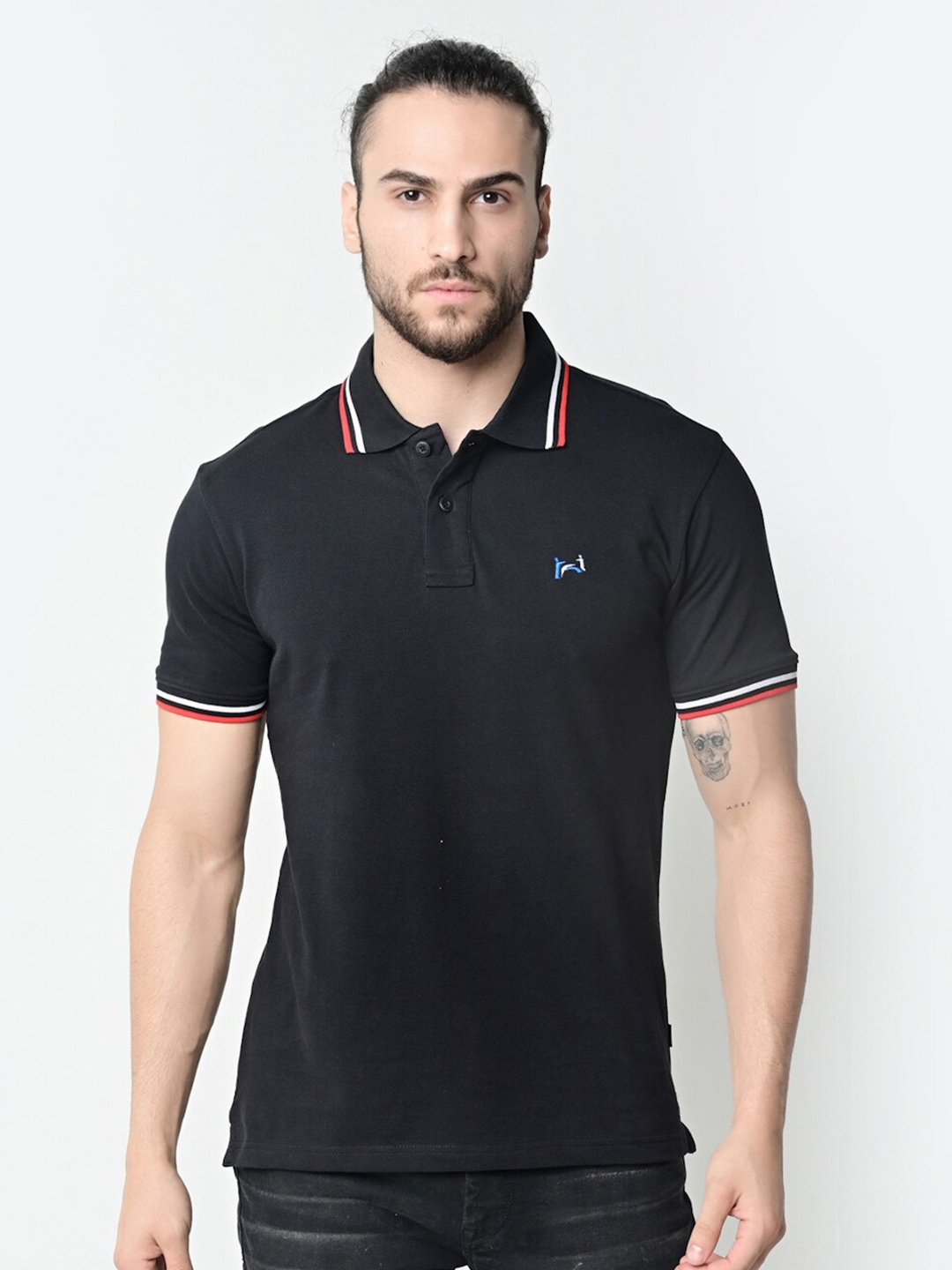 Buy FLAWLESS Men Black Polo Collar T Shirt - Tshirts for Men 16301634 ...