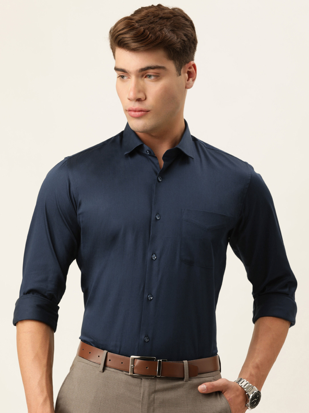 Buy Peter England Men Navy Blue Slim Fit Formal Shirt Shirts for Men
