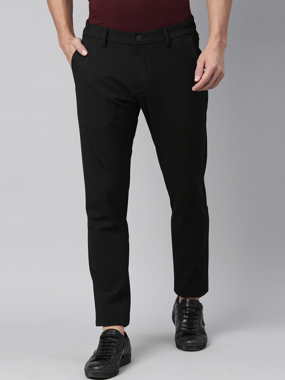 Buy RARE RABBIT Men Black Slim Fit Trousers - Trousers for Men 16304398 ...