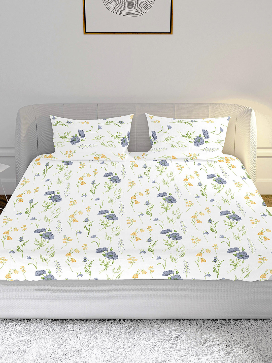 Buy MAYFAIR HOMES LONDON White & Blue Floral 210 TC Cotton Queen