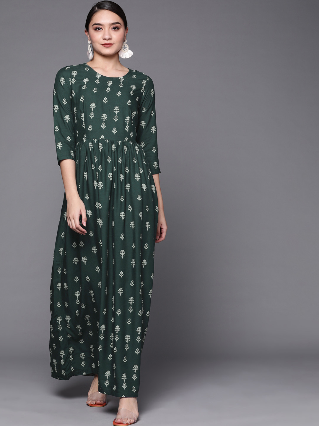 Buy Biba Women Green Ethnic Motifs Print Ethnic Maxi Dress Ethnic