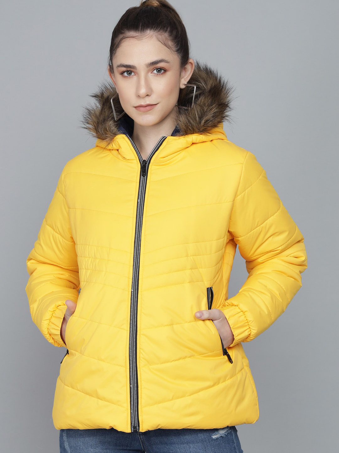 Buy Kotty Women Yellow Hooded Puffer Jacket Jackets for Women