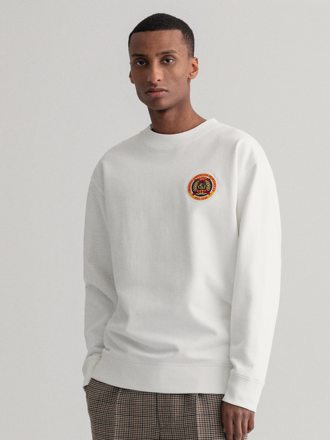 Gant Boys Self Design Round Neck Full Sleeves Sweater