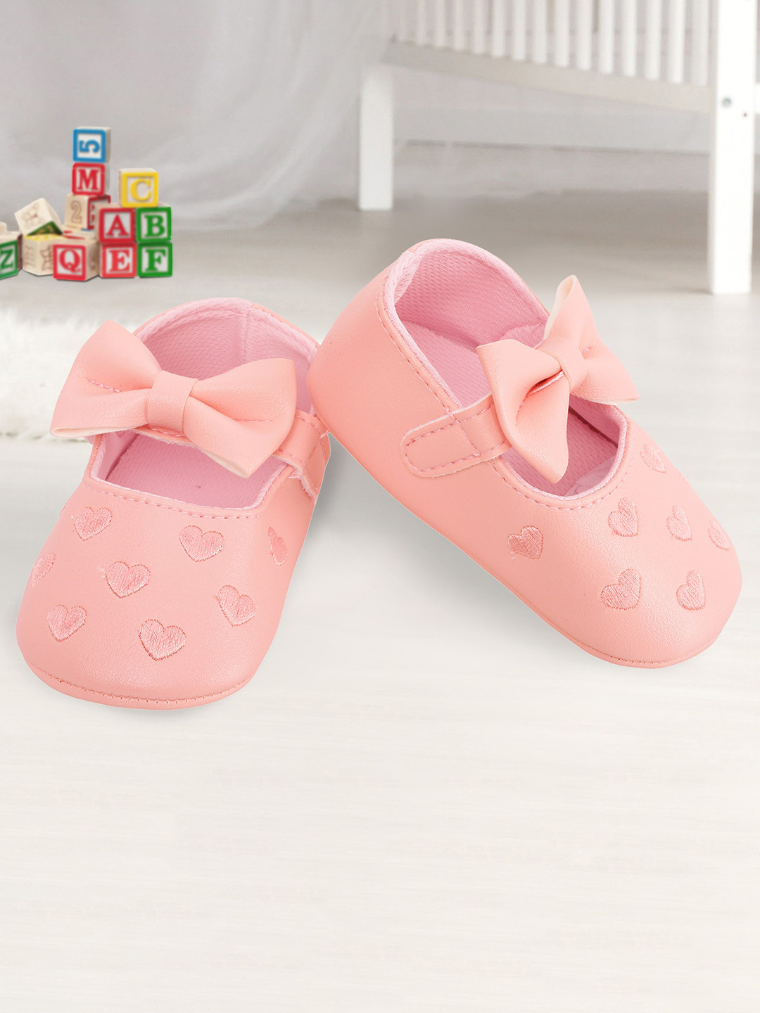 Buy Baby Moo Infant Girls Pink Self Design Booties Booties for Girls