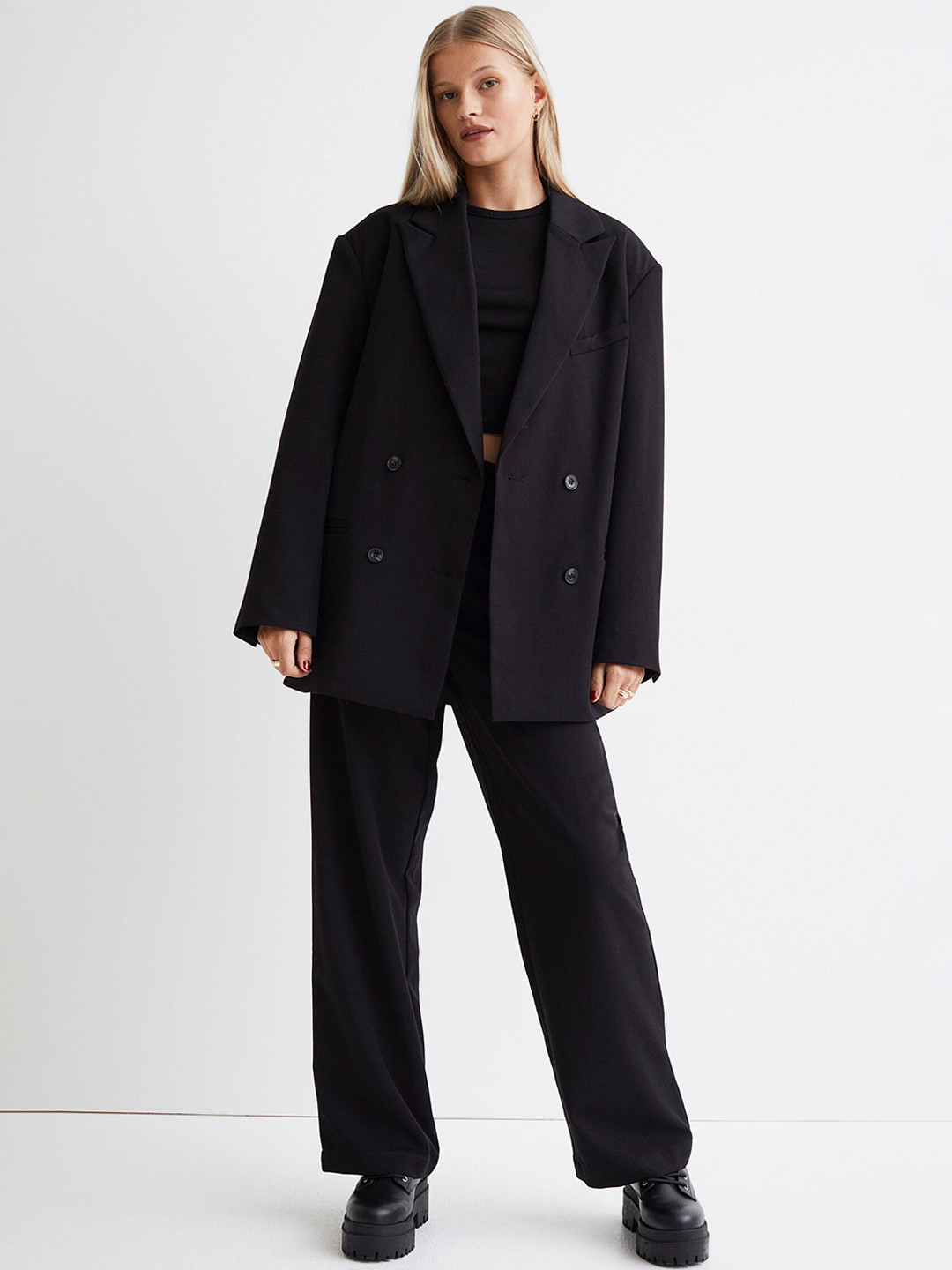 Buy H&M Women Black Oversized Jacket Blazers for Women 16324868 Myntra