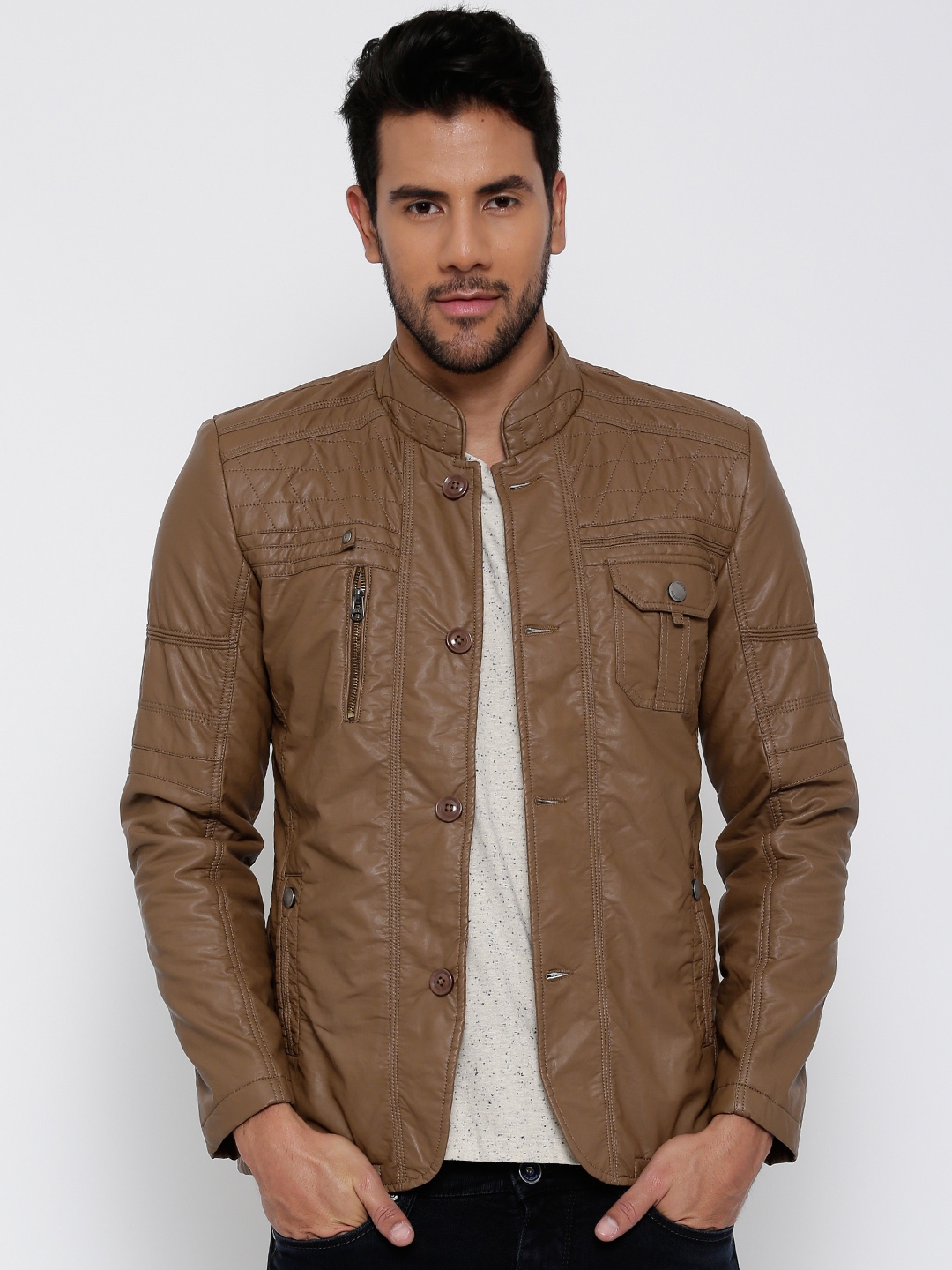 Buy Fort Collins Brown Faux Leather Jacket - Jackets for Men 1632550 ...