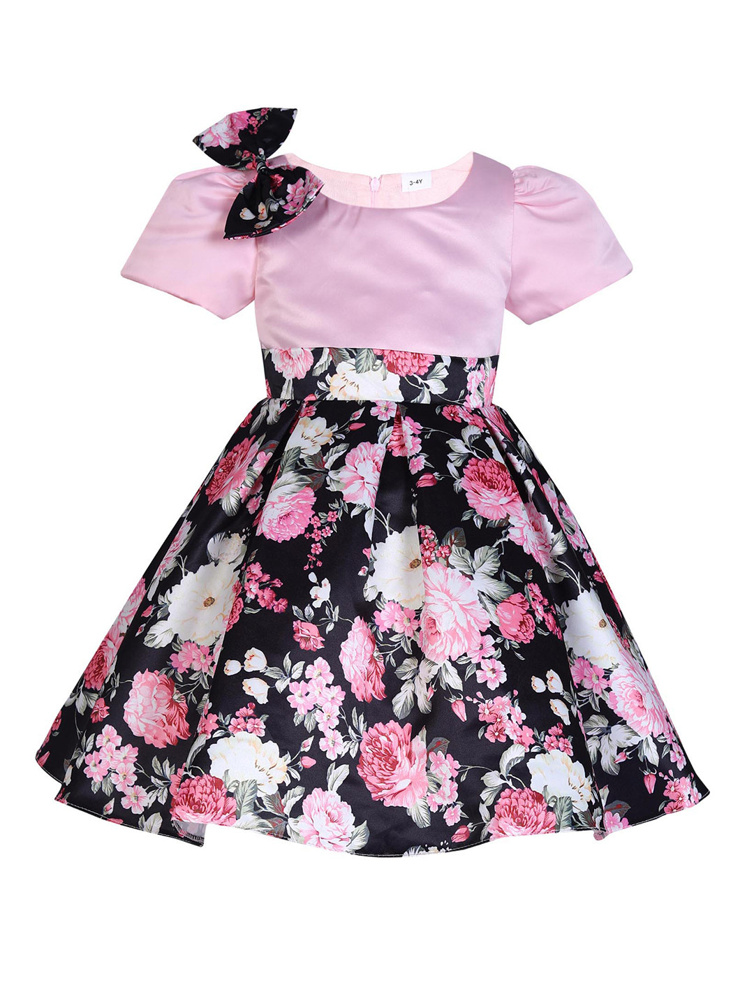 Buy Hopscotch Pink Floral Printed Dress Dresses for Girls 16326056