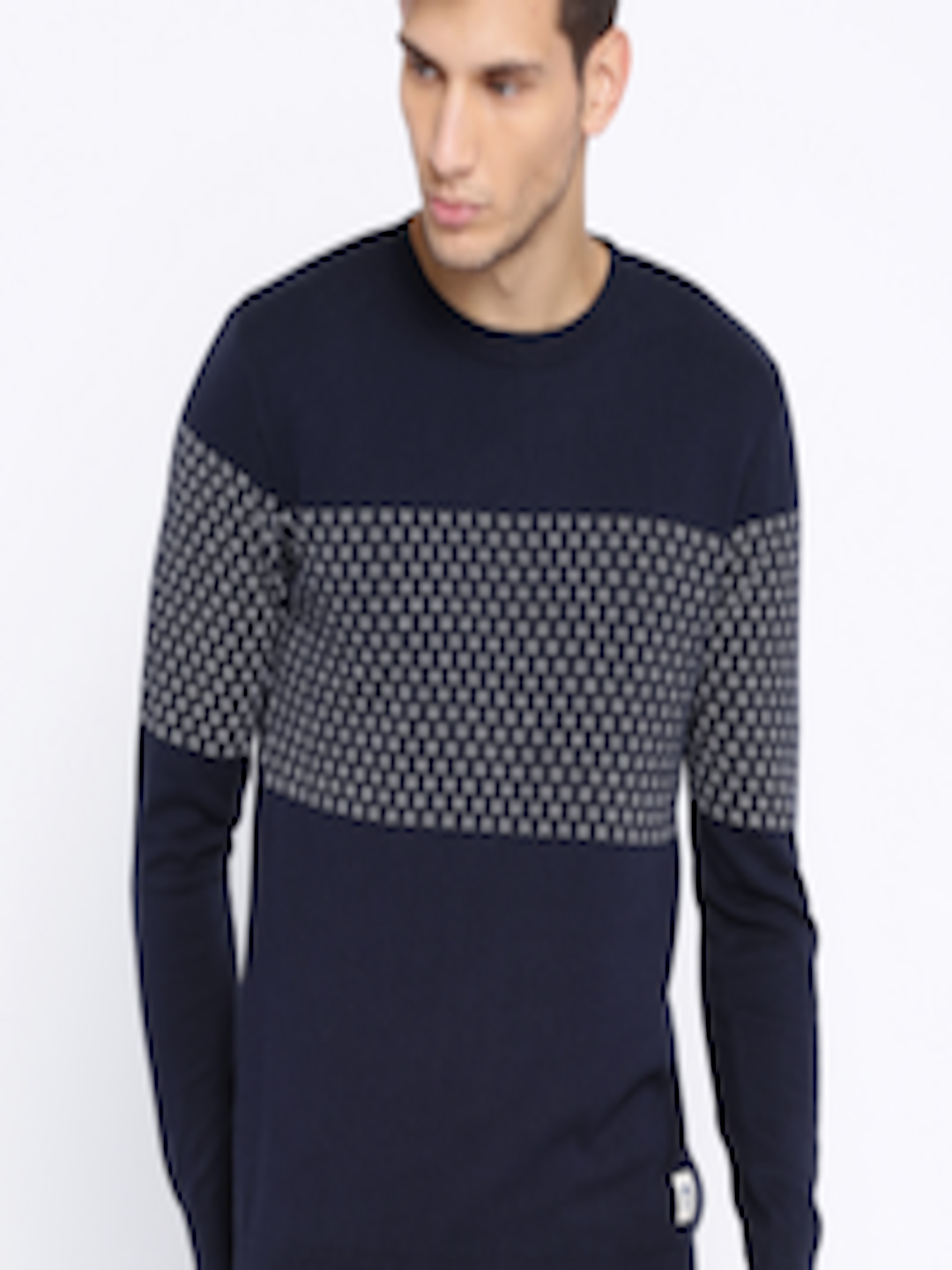 Buy Pepe Jeans Navy Patterned Sweater - Sweaters for Men 1632911 | Myntra