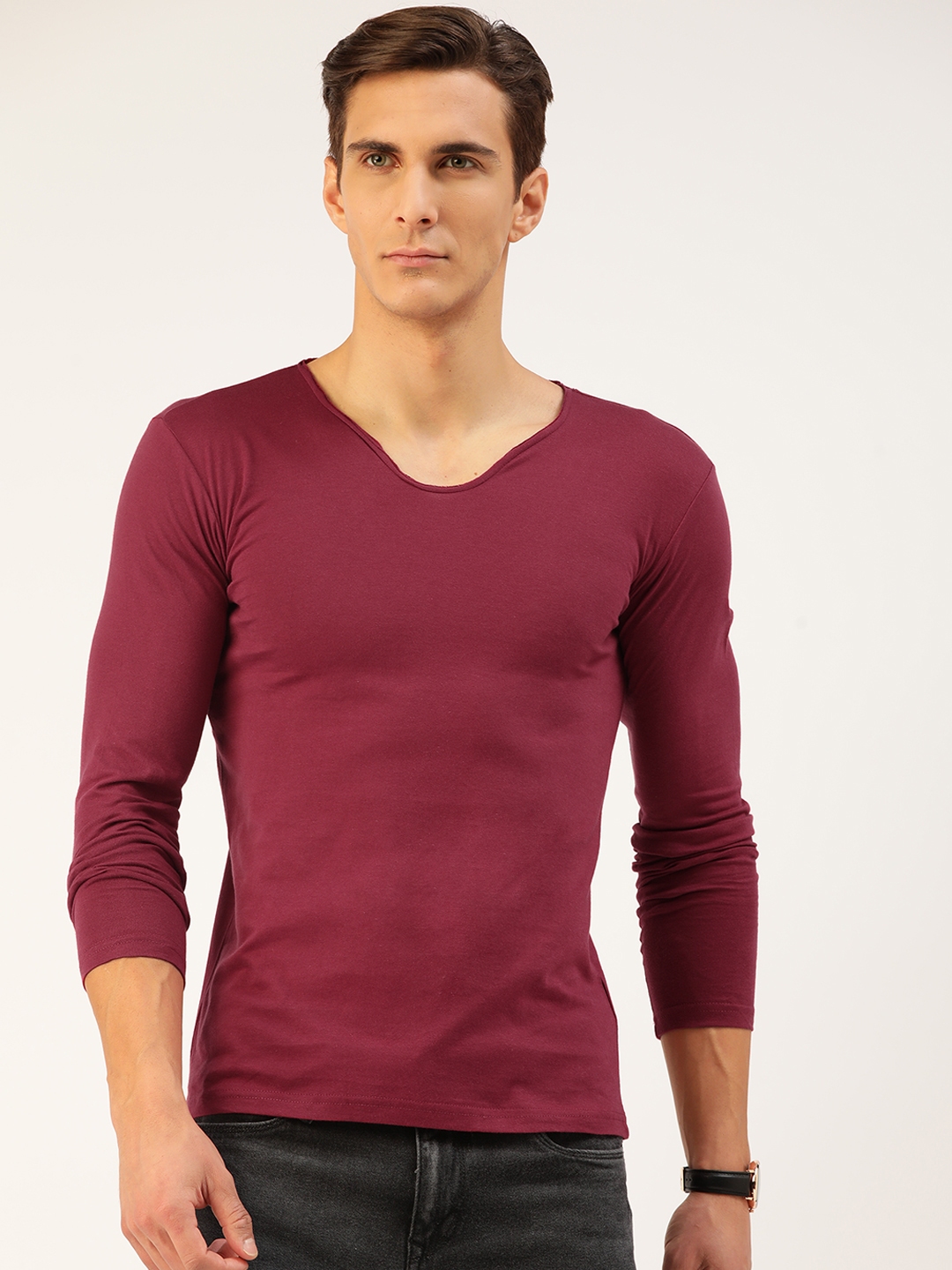 Buy GESPO Men Maroon Cotton Solid T Shirt - Tshirts for Men 16331194 ...