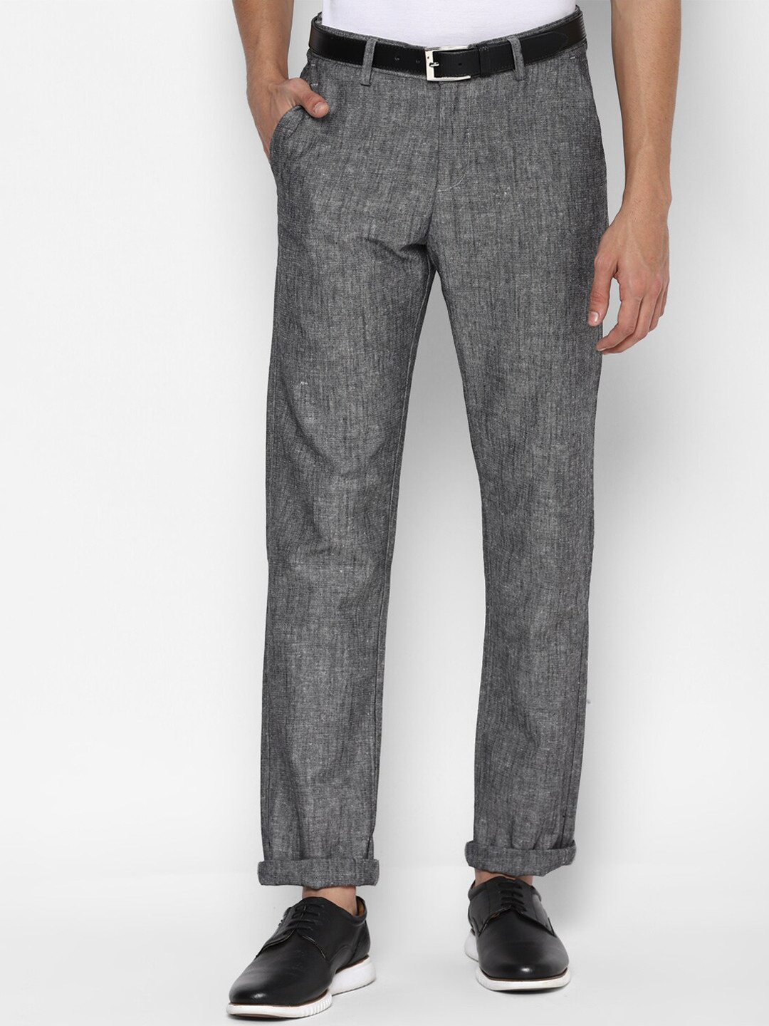 Buy Allen Solly Men Grey Textured Trousers - Trousers for Men 16331900 ...