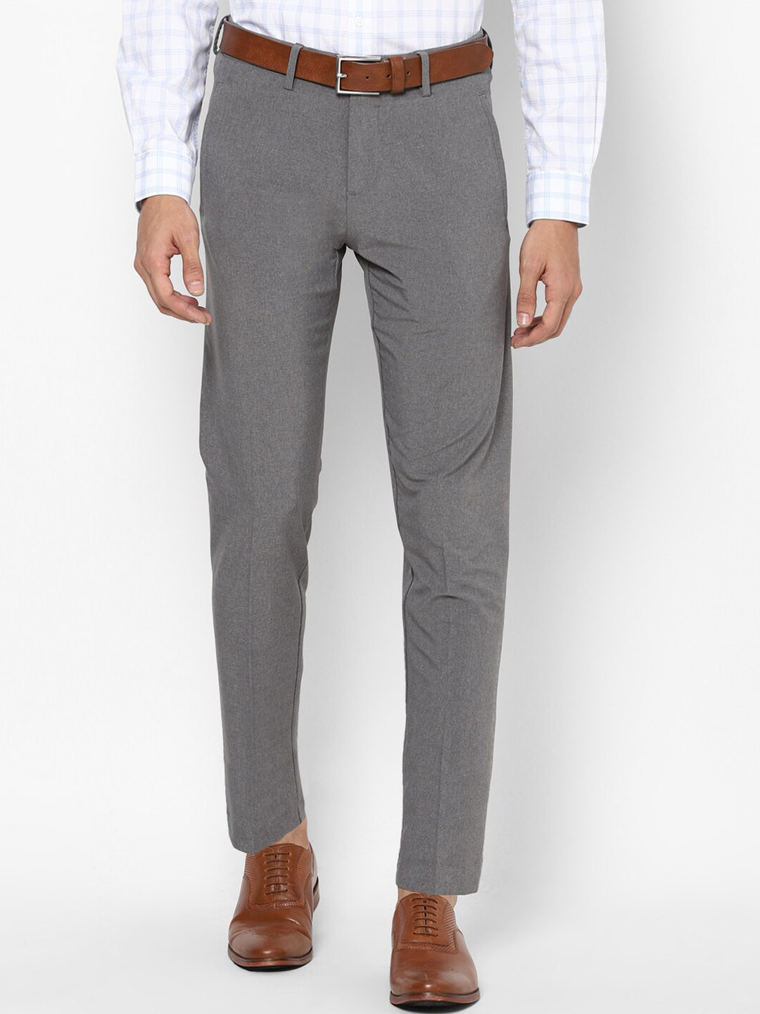 Buy Allen Solly Men Grey Textured Slim Fit Trousers Trousers for Men 16331902 Myntra