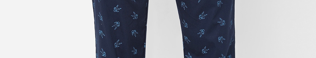 Buy URBAN SCOTTISH Men Navy Blue Printed Pure Cotton Lounge Pants ...