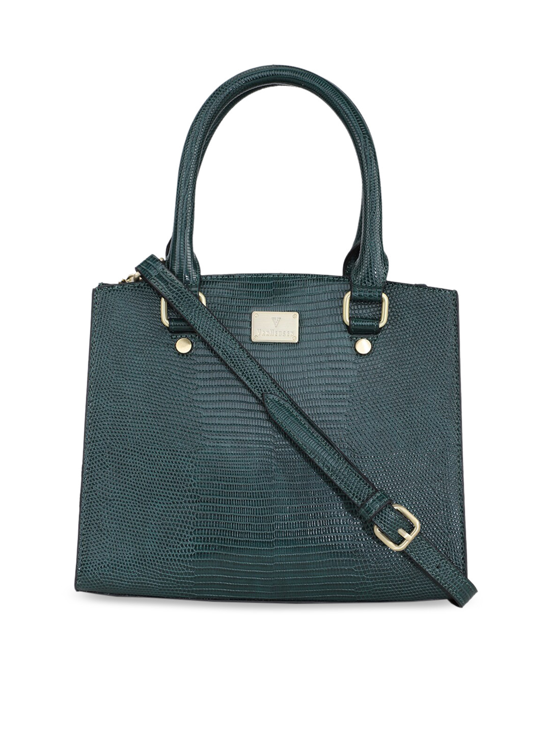 Buy Van Heusen Woman Green Textured Structured Handheld Bag Handbags