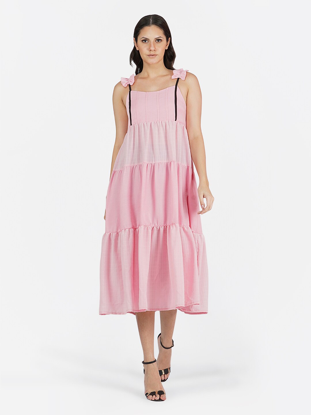 Buy KLAS NOBL Woman Pink Tiered Midi Dress - Dresses for Women 16333108 ...