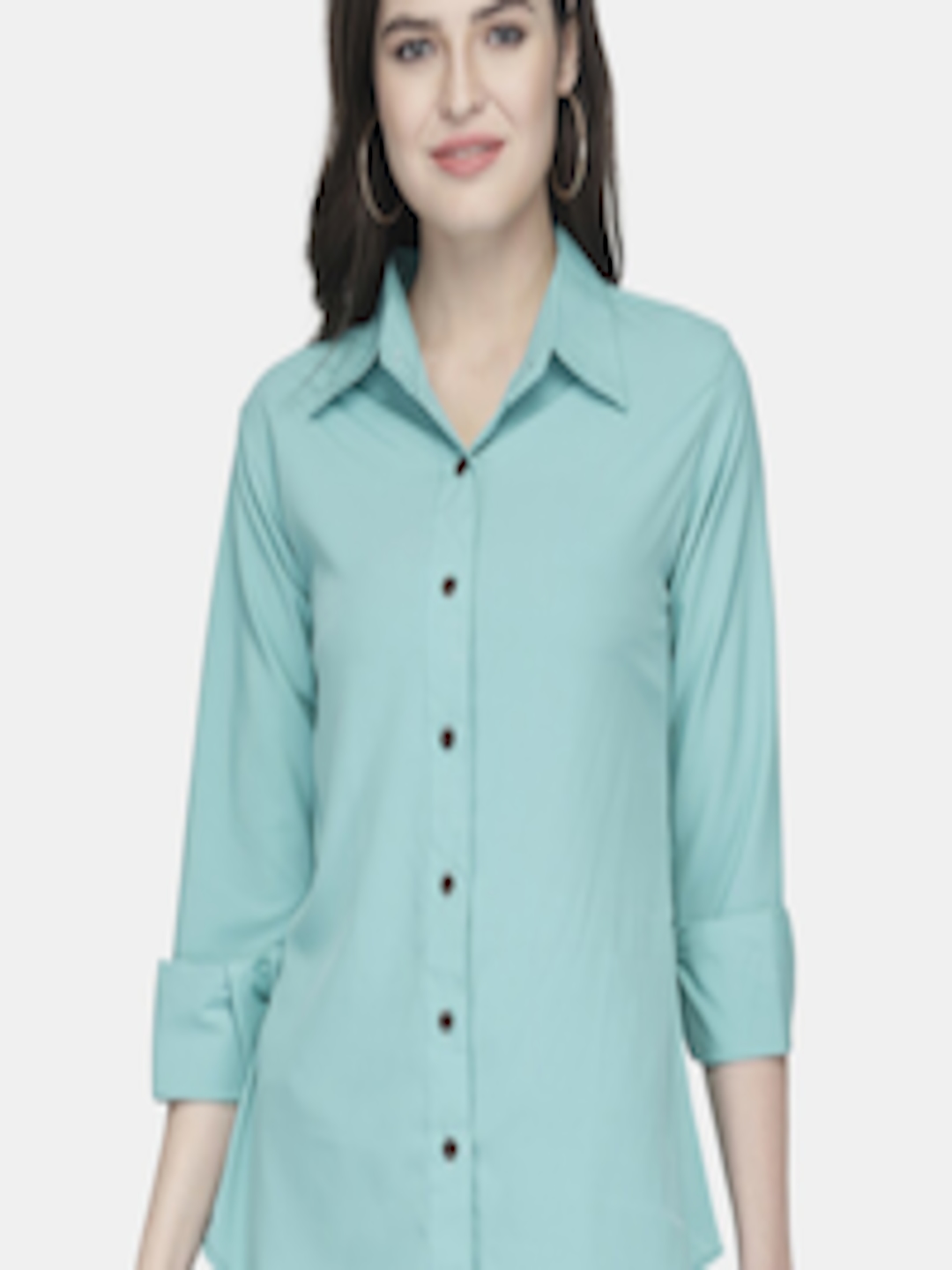 Buy Enchanted Drapes Women Sea Green Crepe Casual Shirt - Shirts for ...