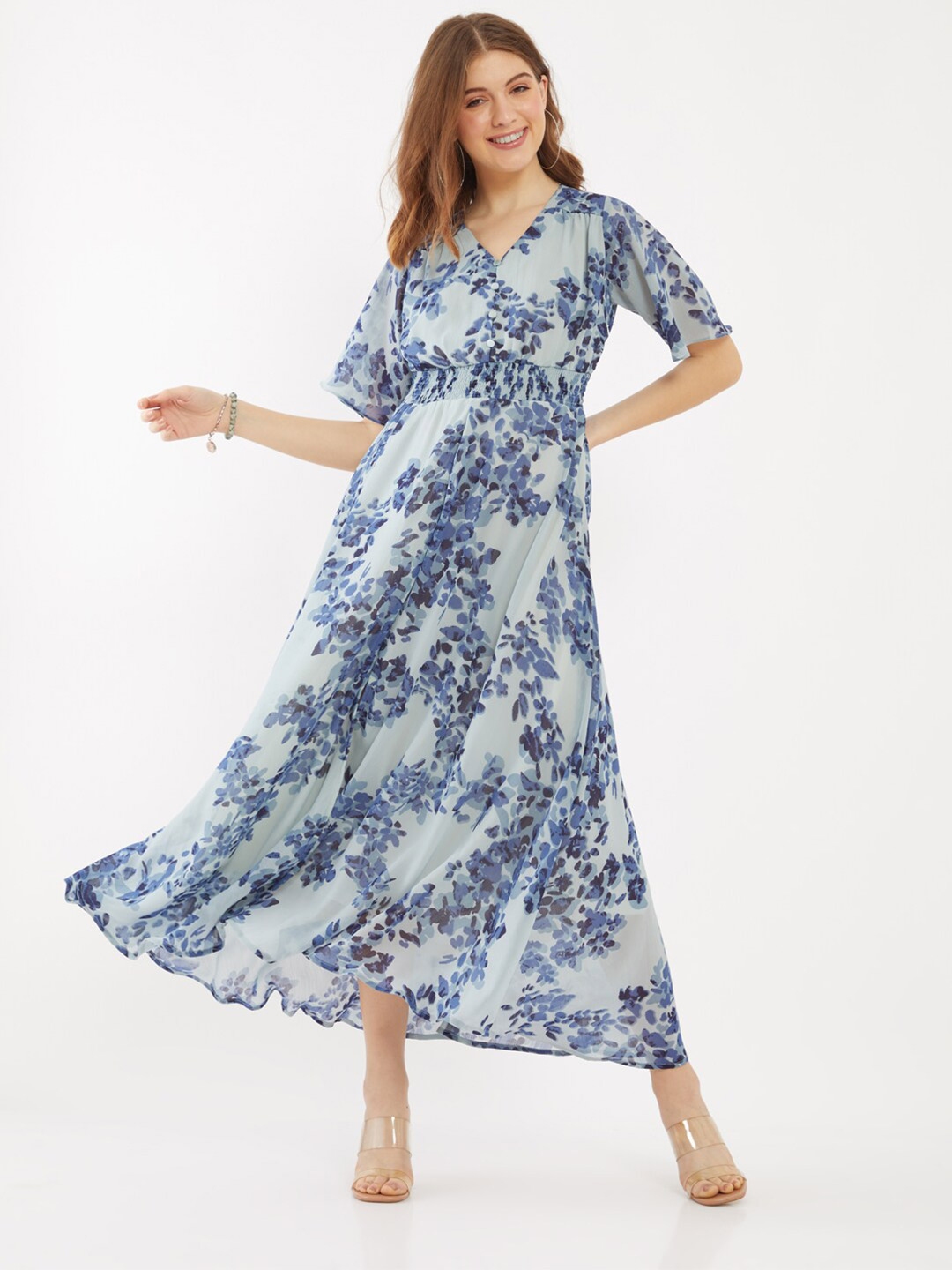 Buy Zink London Woman Blue Floral Maxi Dress - Dresses for Women 16336182 | Myntra
