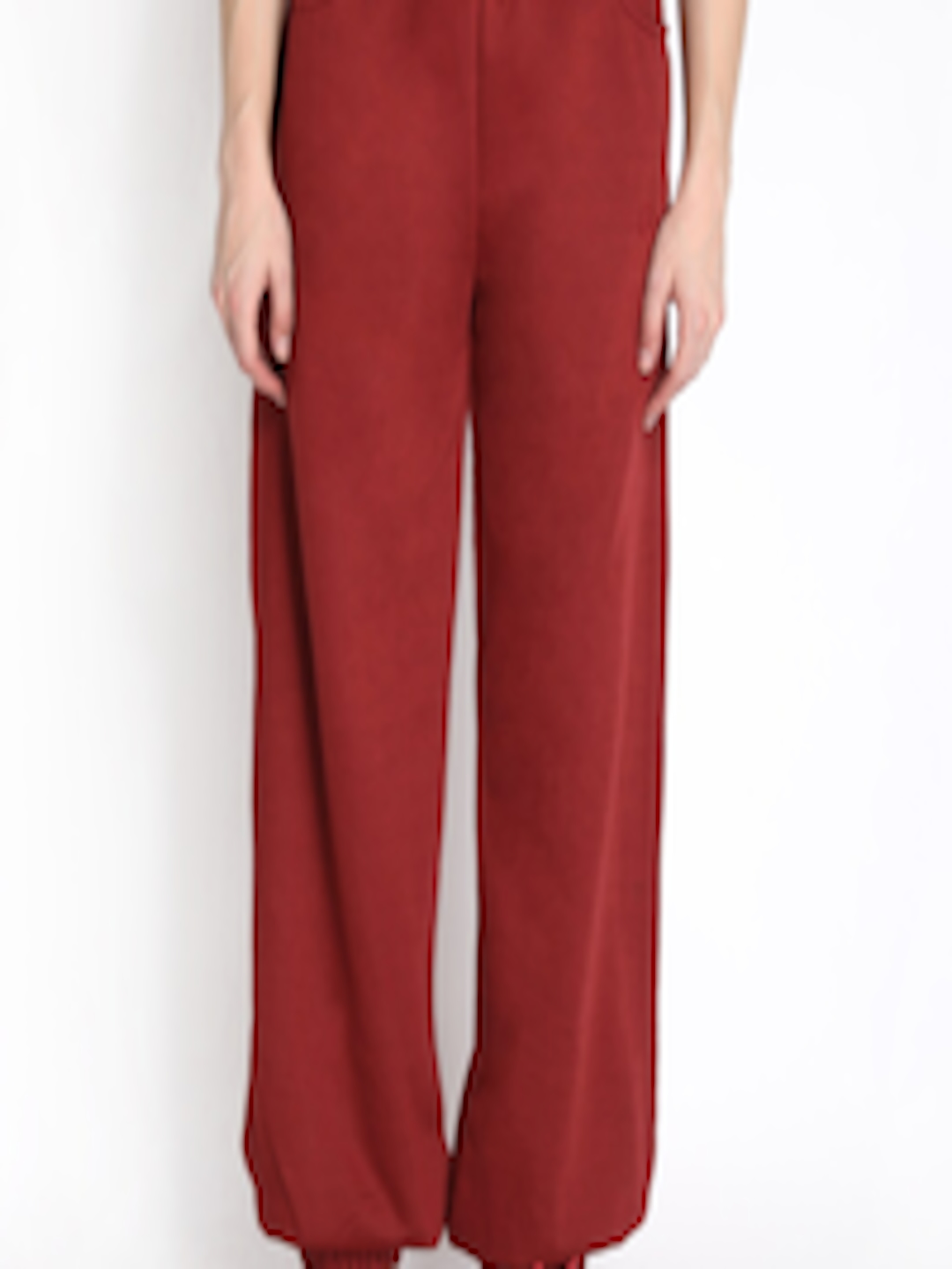 Buy CHKOKKO Women Maroon Solid Relaxed Fit Joggers - Track Pants for ...