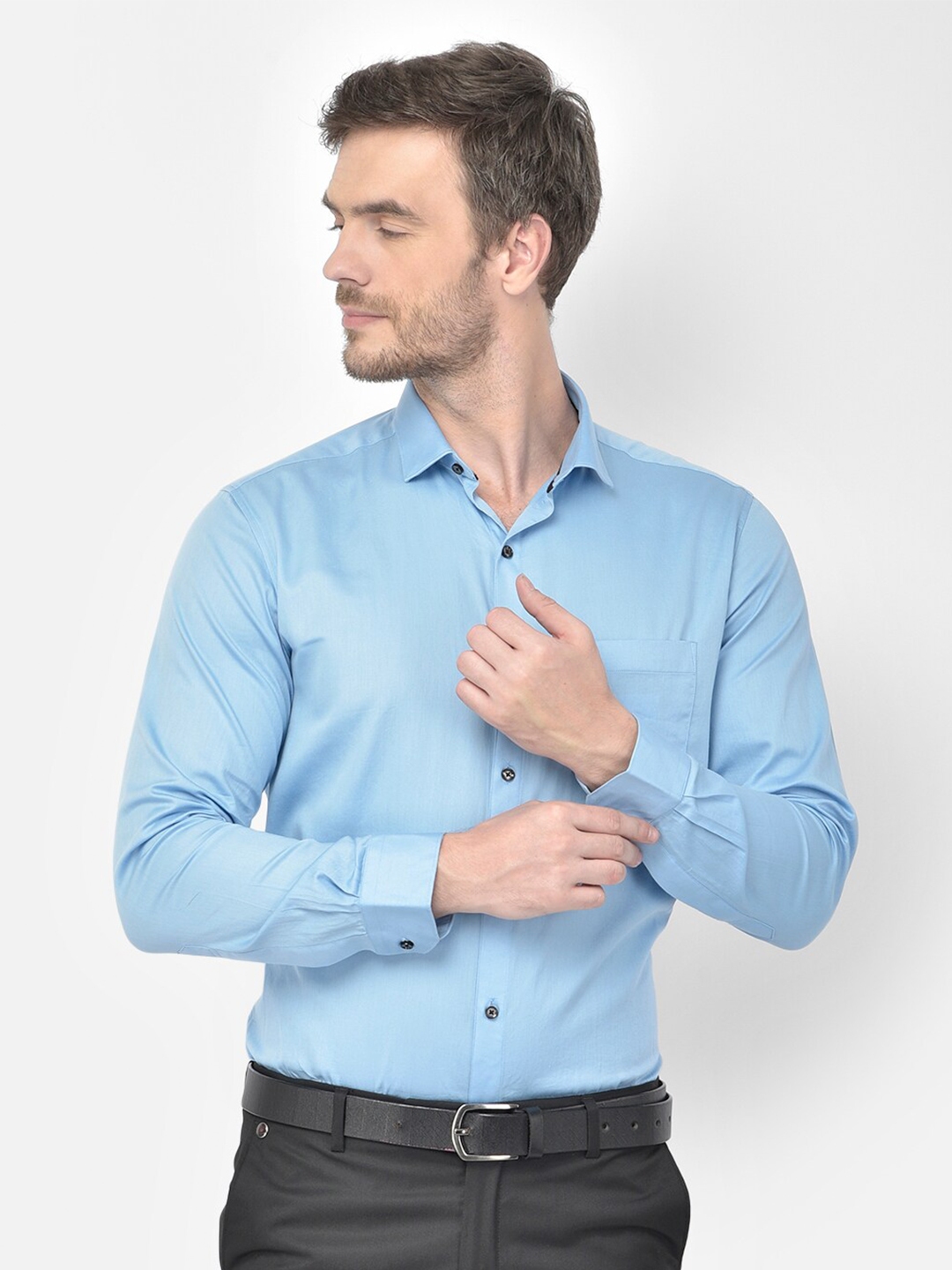 Buy Canary London Men Blue Satin Smart Slim Fit Formal Shirt - Shirts ...