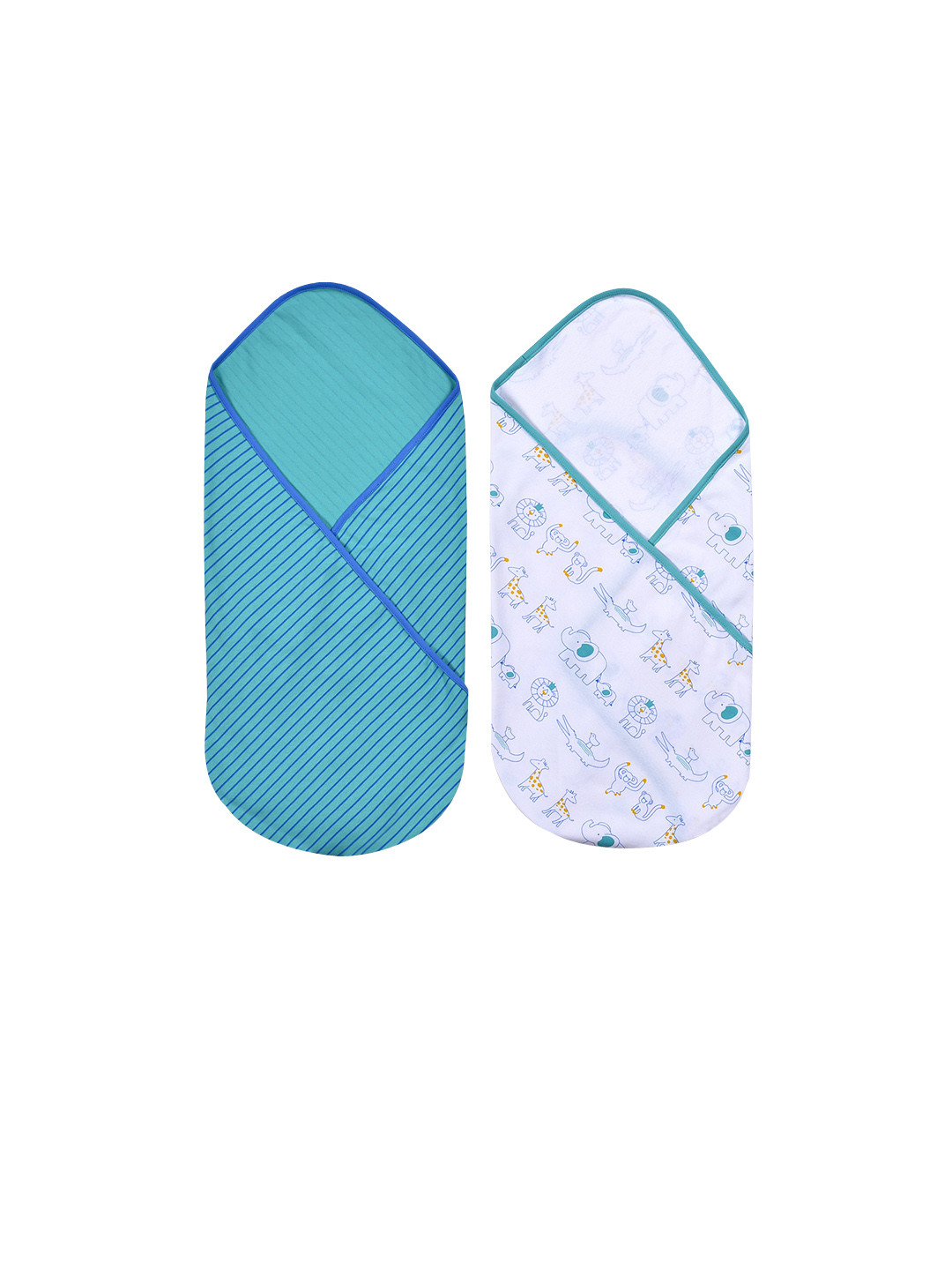 Buy MiArcus Kids Pack Of 2 Blue & White Swaddle Wraps Diapers for
