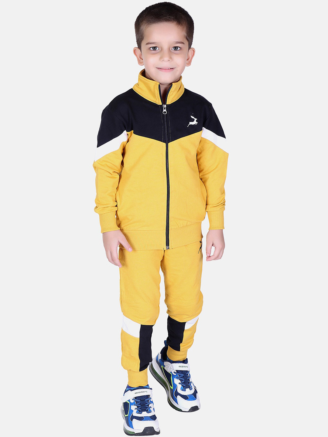 Buy KEPA Kids Boys Yellow & Black Colourblocked Tracksuit Tracksuits