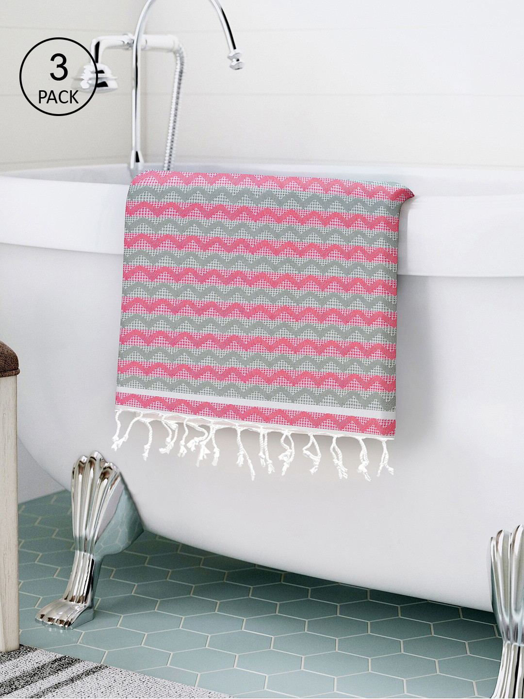 Buy Storyhome Pack Of 3 200TC Pure Cotton Printed Bath Towels Bath