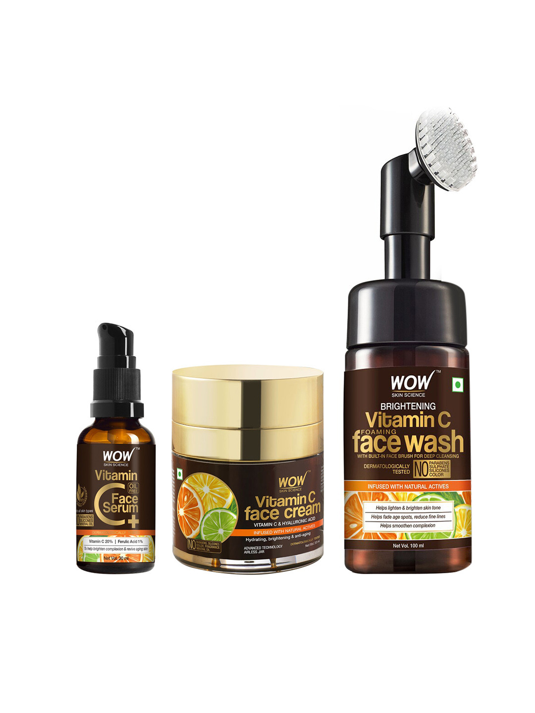 Buy WOW SKIN SCIENCE Set Of Vitamin C Face Wash Serum & Face Cream