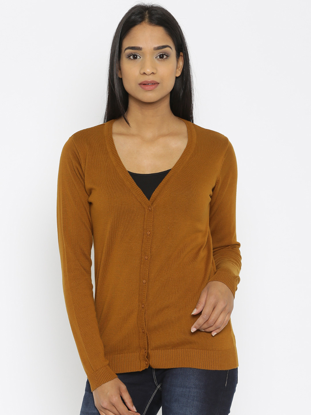 Buy Van Heusen Woman Brown Cardigan Sweaters for Women 1636820 Myntra