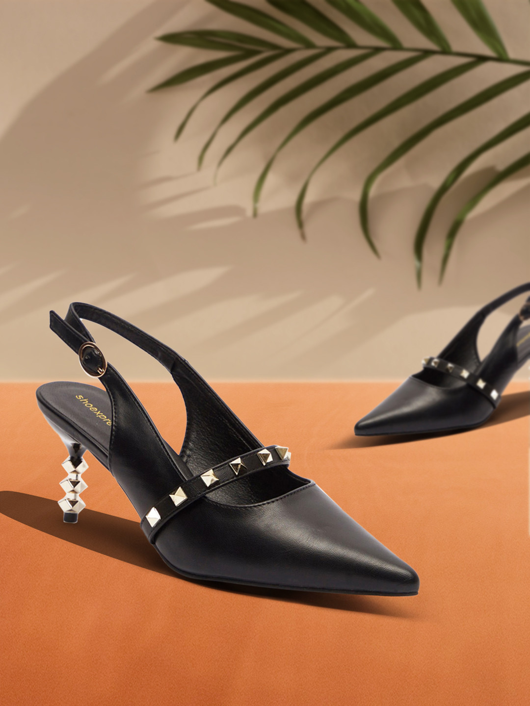 Buy Shoexpress Black Embellished PU Stiletto Pumps Heels for Women