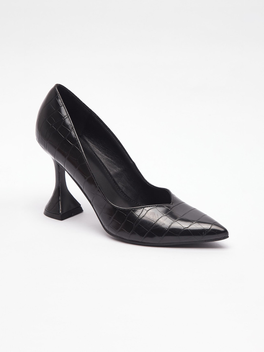 Buy Shoexpress Black Textured Pumps Heels for Women 16368622 Myntra