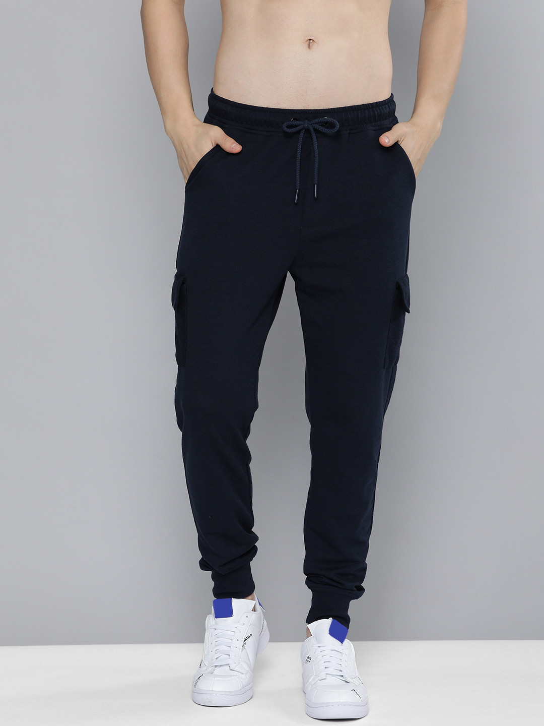 Buy Harvard Men Navy Blue Solid Regular Fit Joggers Track Pants for