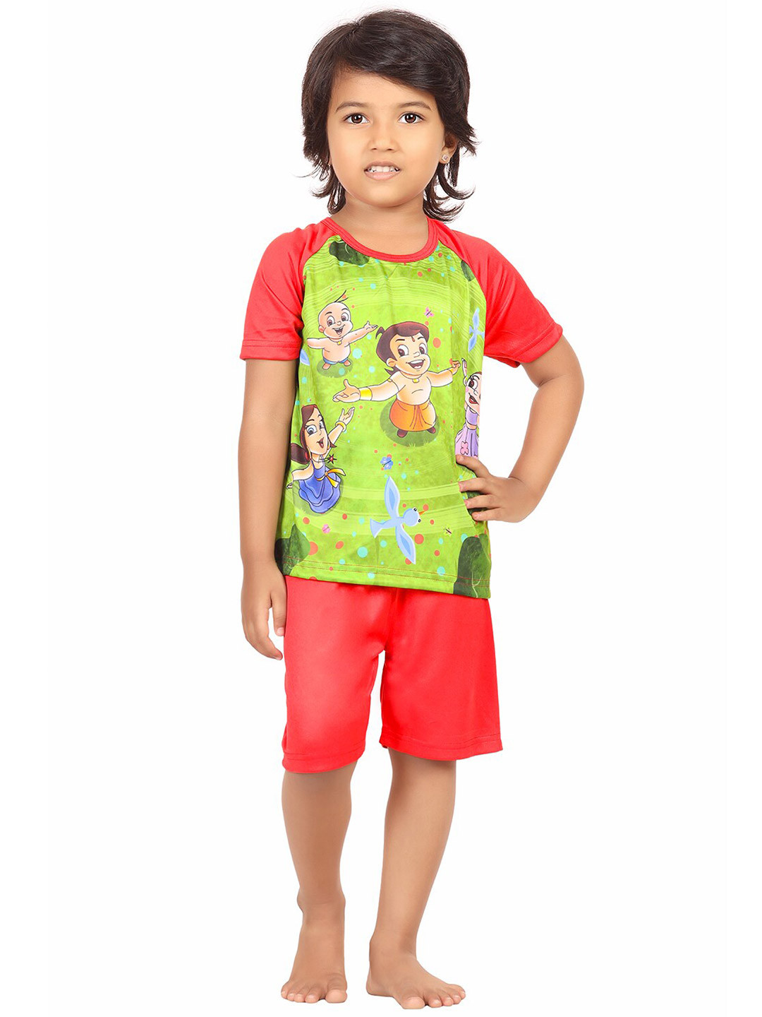 Buy Chhota Bheem Girls Red Green Chhota Bheem Printed T Shirt With buy-chhota-bheem-girls-red-green-chhota-bheem-printed-t-shirt-with