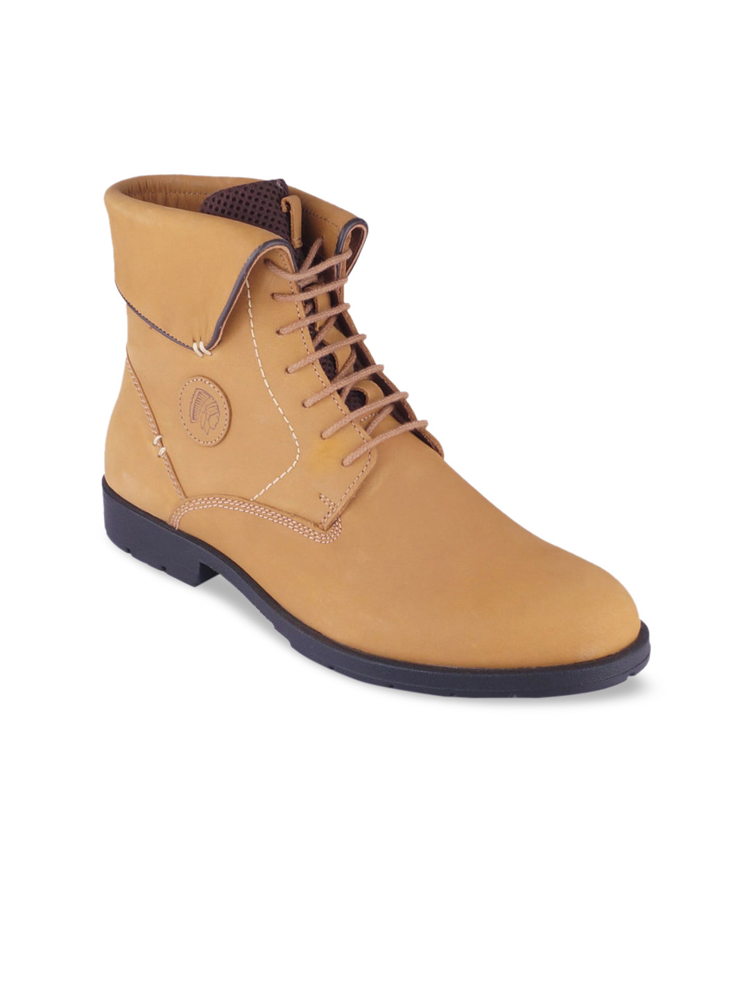 Buy Red Chief Men Brown Leather High Top Flat Boots Casual Shoes for