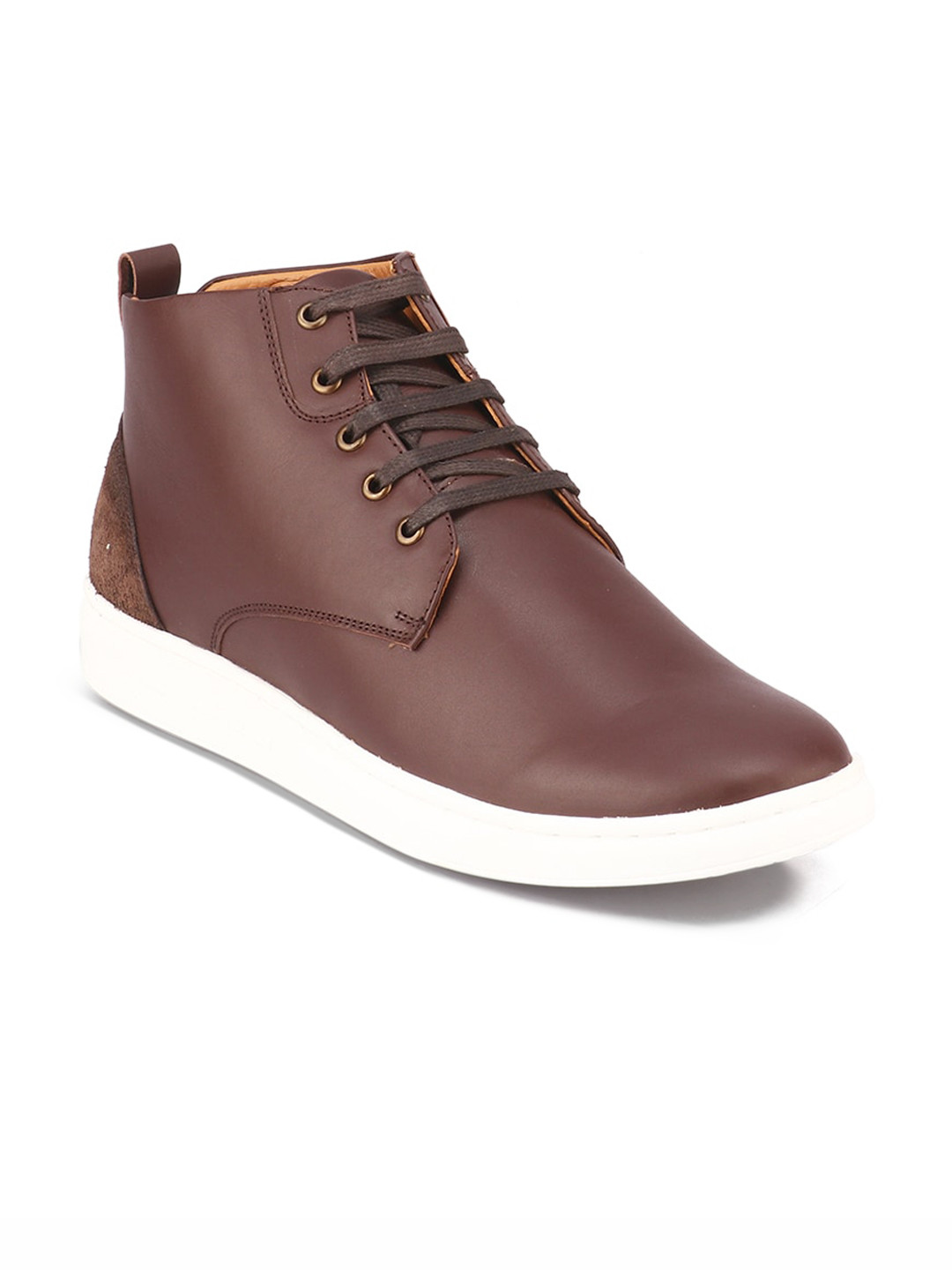Buy Red Chief Men Brown Leather High Top Sneakers Casual Shoes for