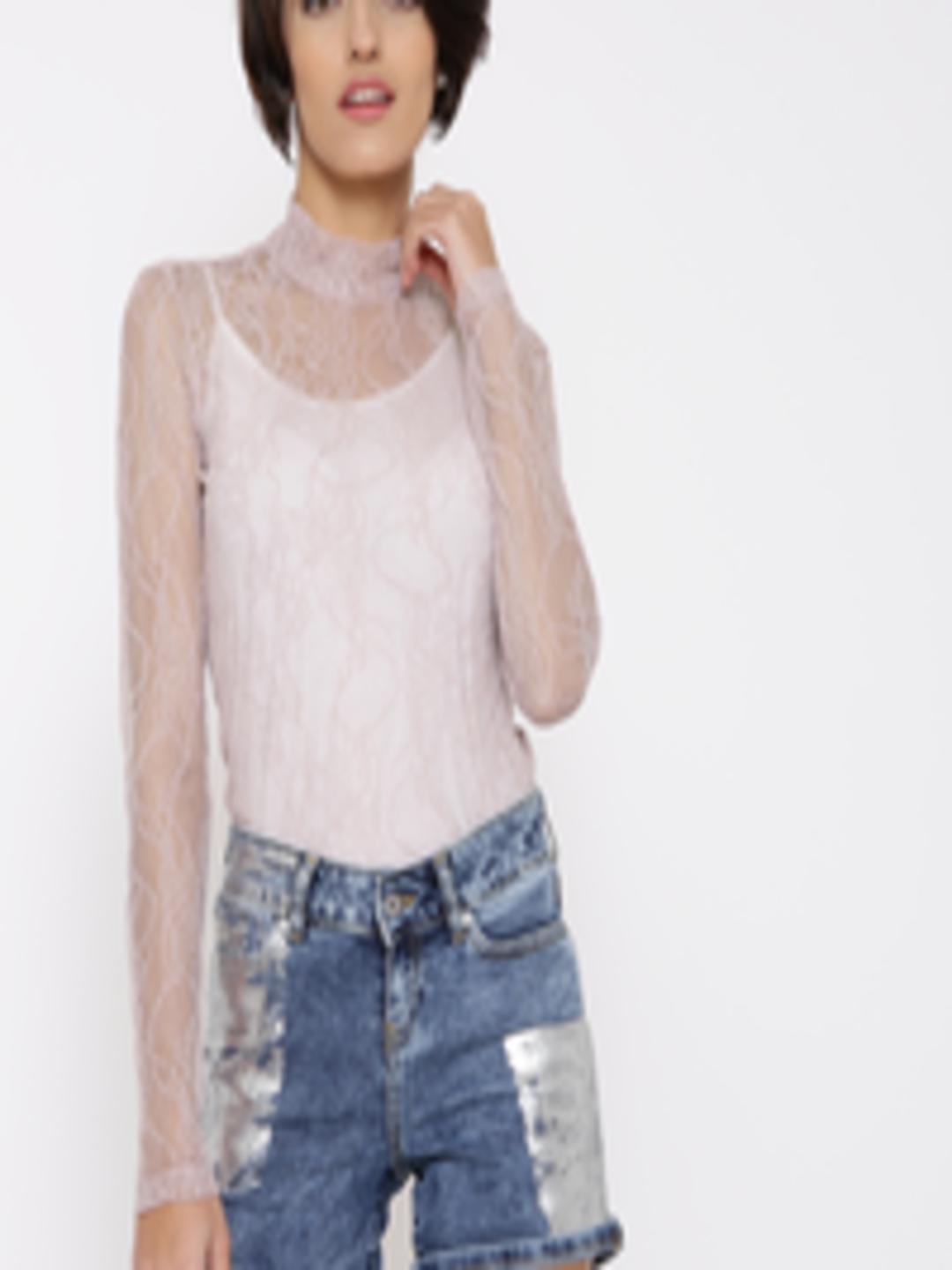 Buy FOREVER 21 Lavender Lace Bodysuit - Bodysuit for Women 1637612 | Myntra