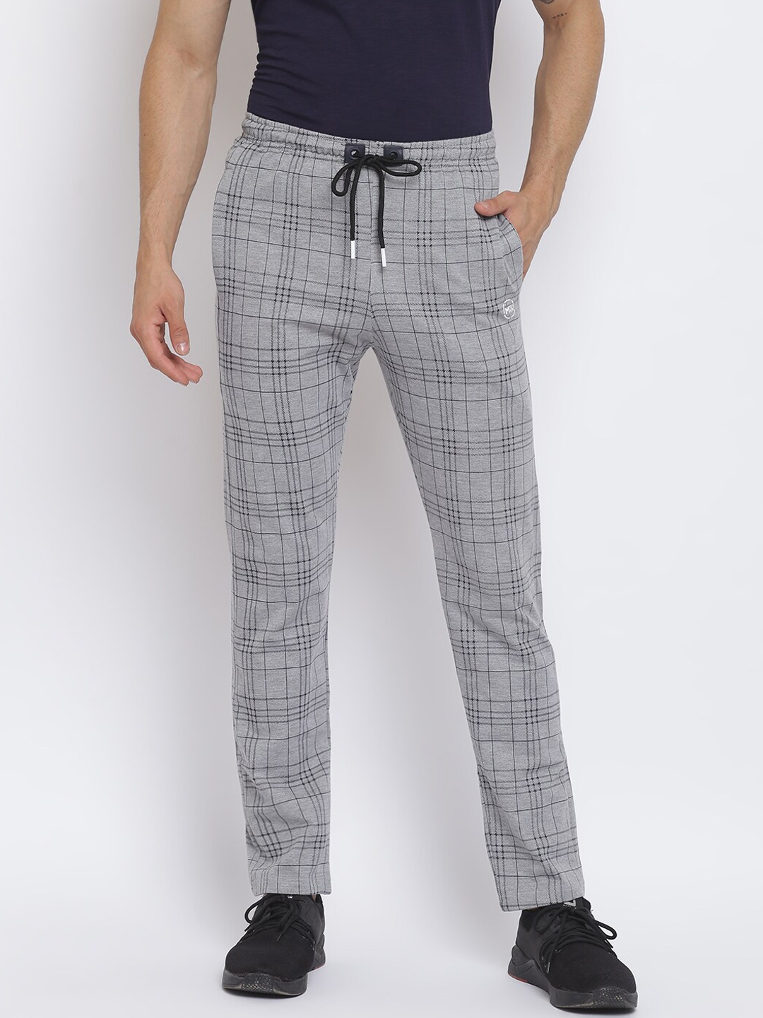 checked track pants