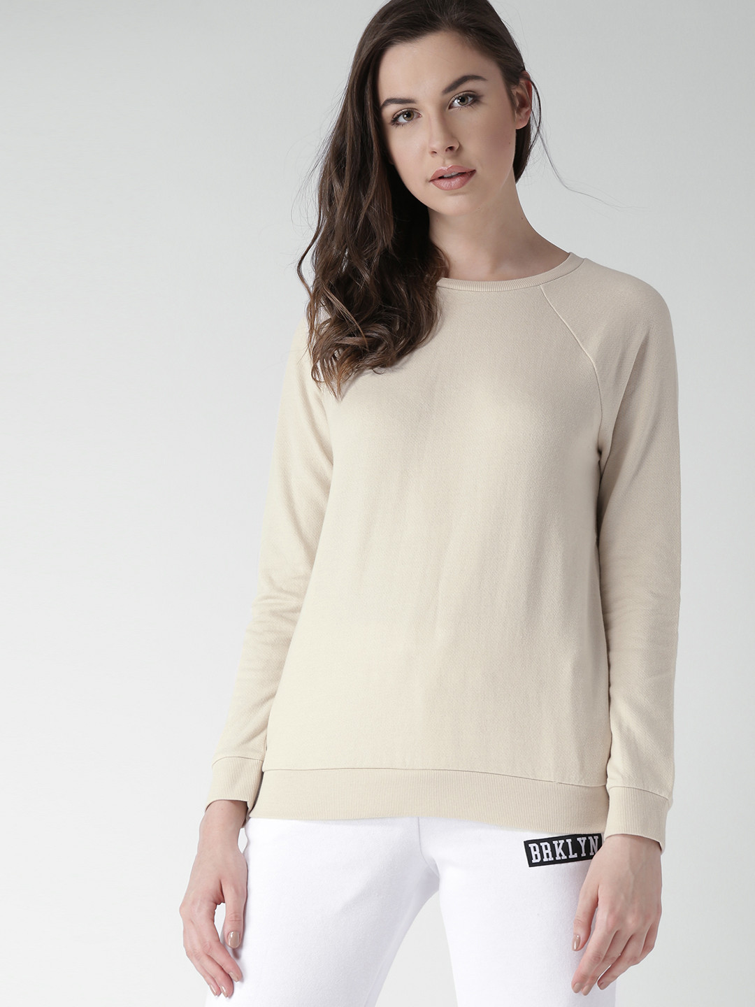 Buy FOREVER 21 Cream Coloured Sweatshirt Sweatshirts for Women
