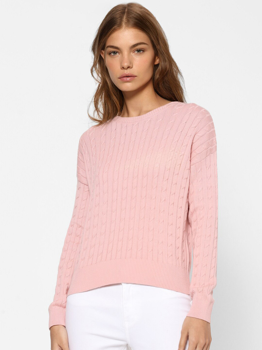 Buy ONLY Women Pink Cotton Pullover Sweaters for Women 16380230 Myntra